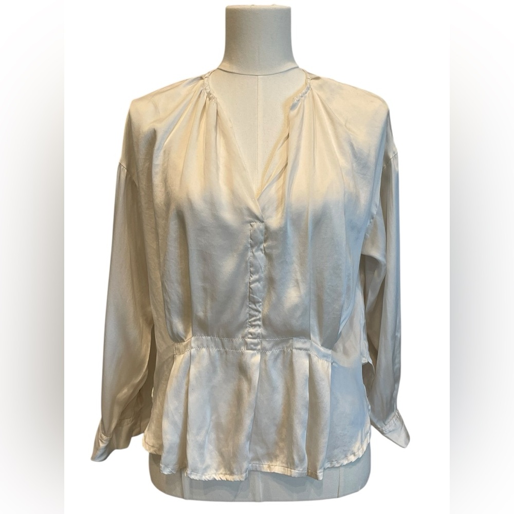 Enrica Women’s Cream Silk Peplum Blouse Size:38